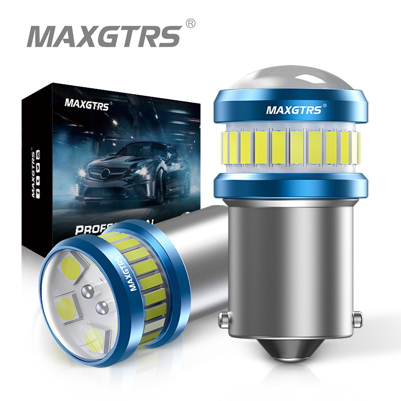 MAXGTRS 2x BA15S P21W 1156 7440 W21W 3157 BAU15S LED 3030 Chip Projector Lens for Reverse Brake Tail Turn Signal Light