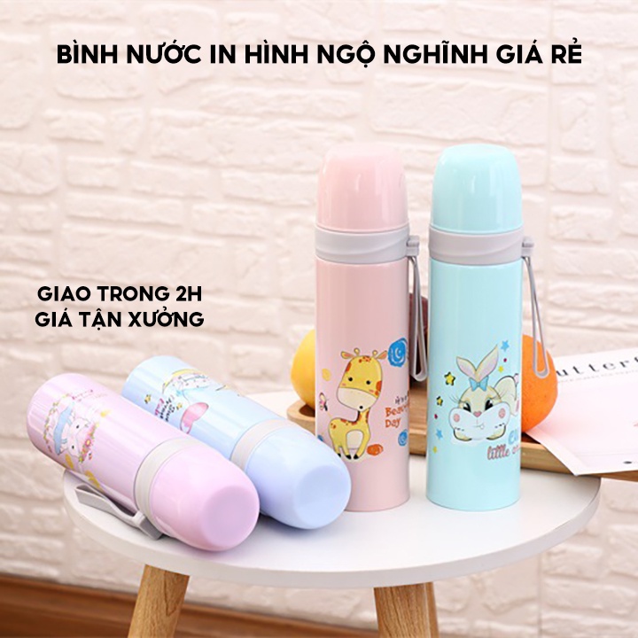 Bình Giữ Nhiệt Đựng Nước Giữ Nóng Lạnh 500ML Tặng Quai Xách Tiện Lợi Lõi Inox Cao Cấp Giá Rẻ Giao Màu Ngẫu BWB-016