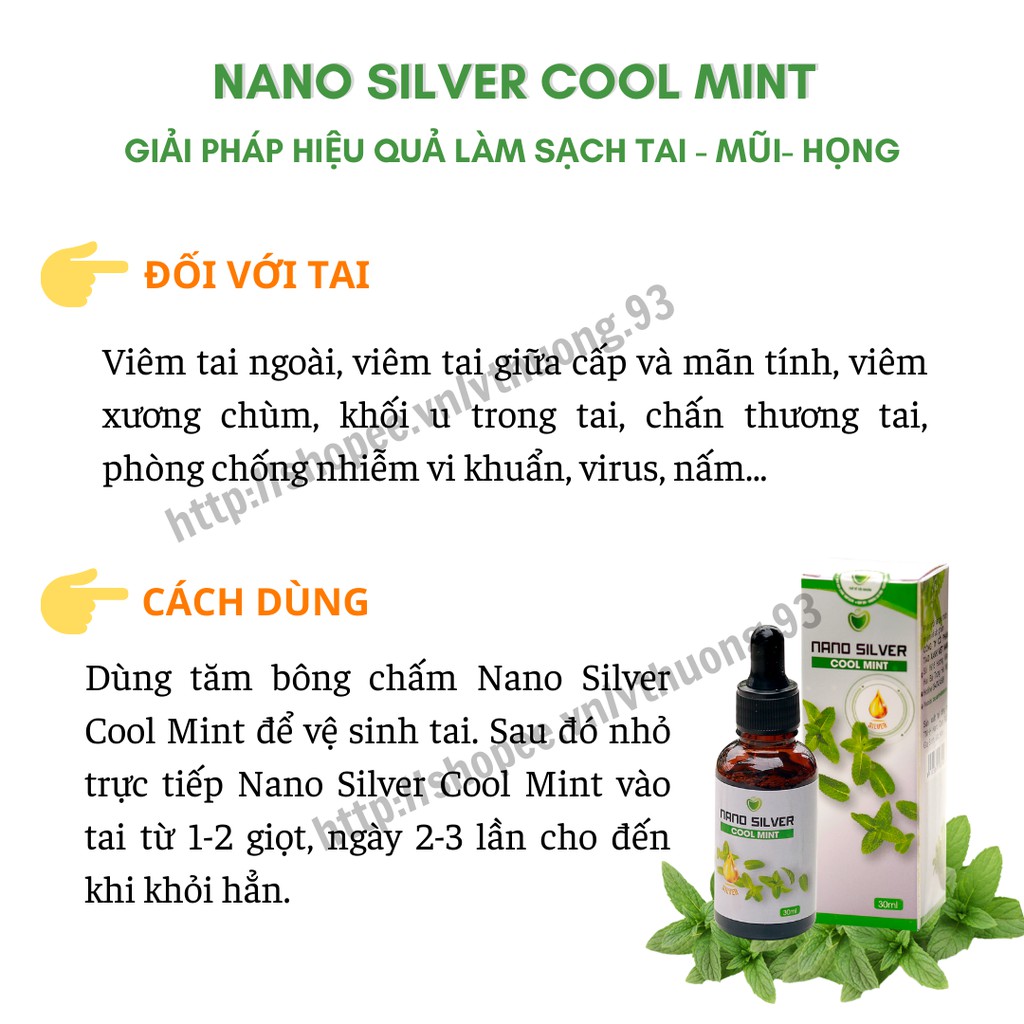 [MUA 1 TẶNG 1] Dung dịch sát khuẩn Tai Mũi Họng NANO SILVER COOL MINT 30ml - Nano bạc Táo Xanh Việt Nam - Tặng vỏ xịt