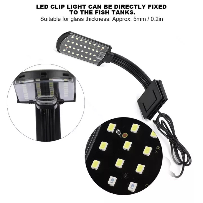 Đèn Kẹp Siêu Mỏng Ánh Sáng TRẮNG XANH X5 Cho Hồ Cá Tép, Thuỷ Sinh