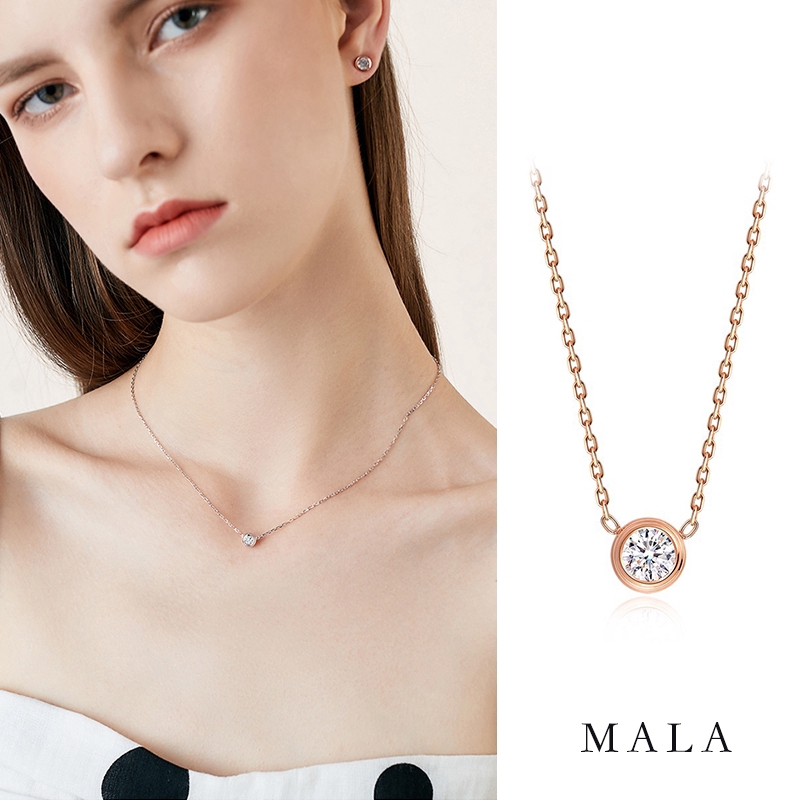 Vòng cổ MAYEBE LAVEND từ thép mạ vàng 18K mặt đính kim cương giả đơn giản không phai màu không gỉ