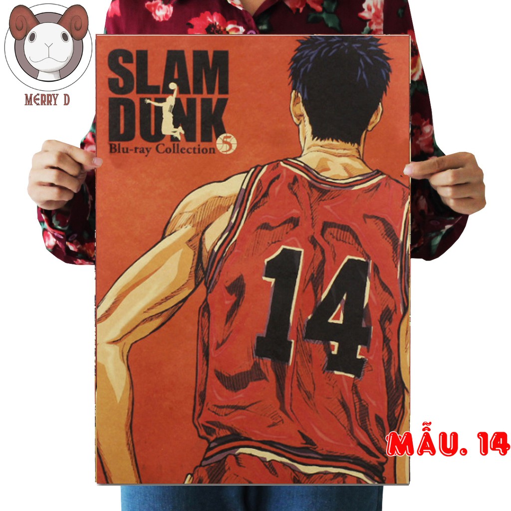POSTER 51x36cm SLAM DUNK Vintage - HANAMICHI HARUKO SHOHOKU BÓNG RỔ ANIME - Poster Trang Trí Vintage