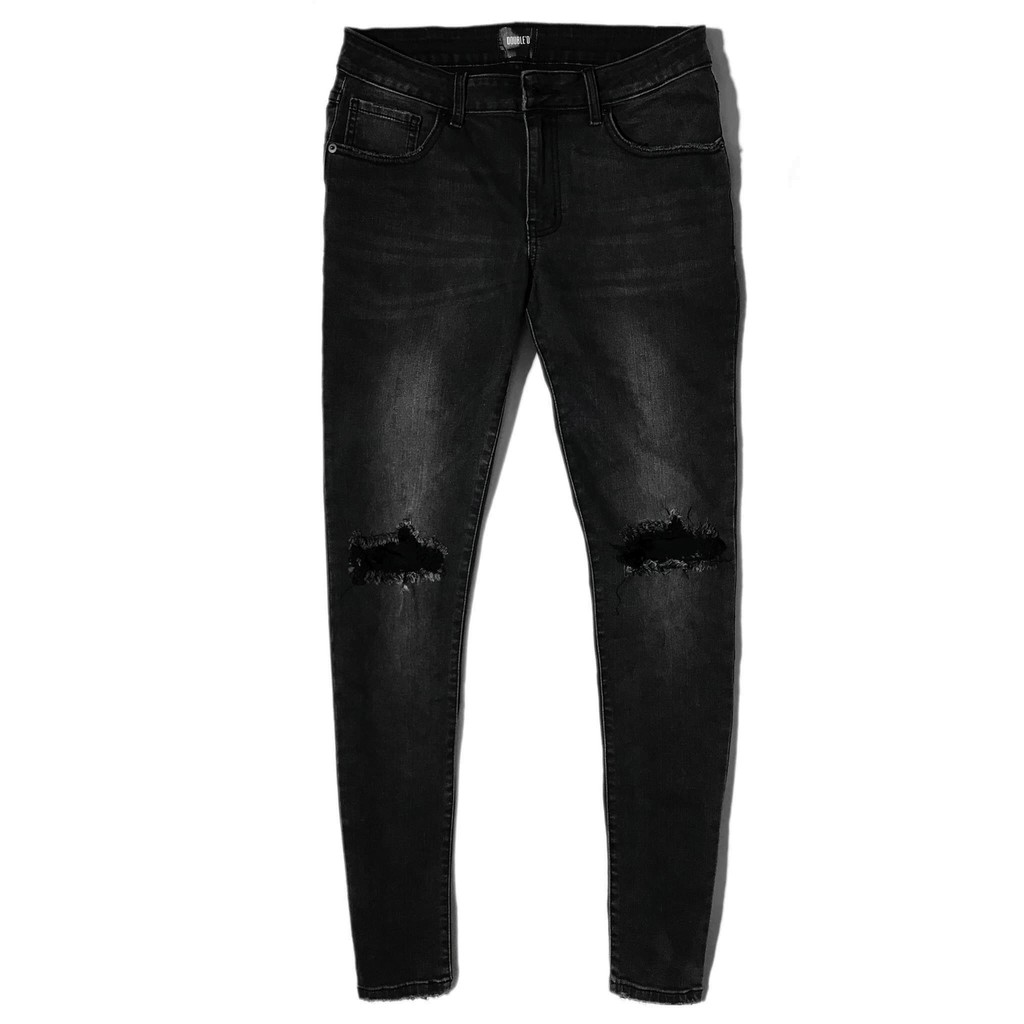 Quần jean nam DOUBLE'D rách gối màu đen JXD | BigBuy360 - bigbuy360.vn