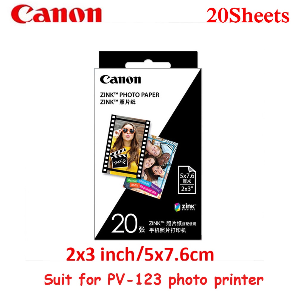 CANON Set 20 / 40 Tấm Giấy In Ảnh Tự Dính 2x3 inch  zp 2030 5x7.6 cm Bằng Pvc 123 mini
