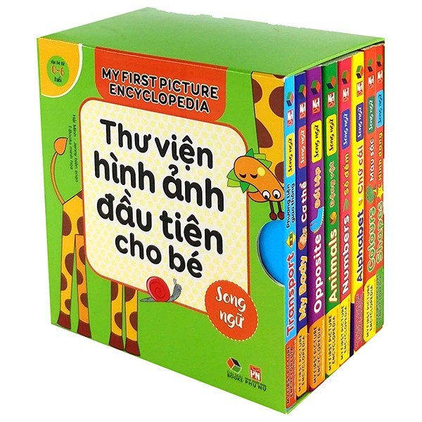 [Mã LIFEXANH03 giảm 10% đơn 500K] Sách - Combo hộp 8 cuốn ,Thư viện hình ảnh đầu tiên cho bé ( song ngữ )