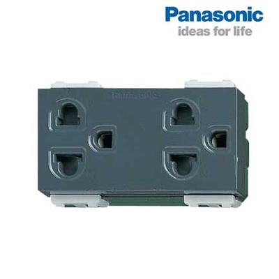 Ổ CẮM ĐÔI 3 CHẤU PANASONIC MÀU XÁM ĐEN DÒNG WIDE - CHÍNH HÃNG
