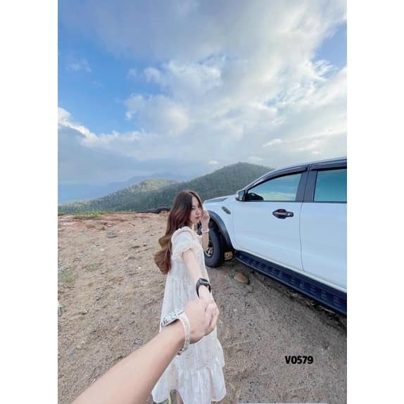 Đầm Maxi Hoa Đuôi Cá Tay Bồng Voan Hoa