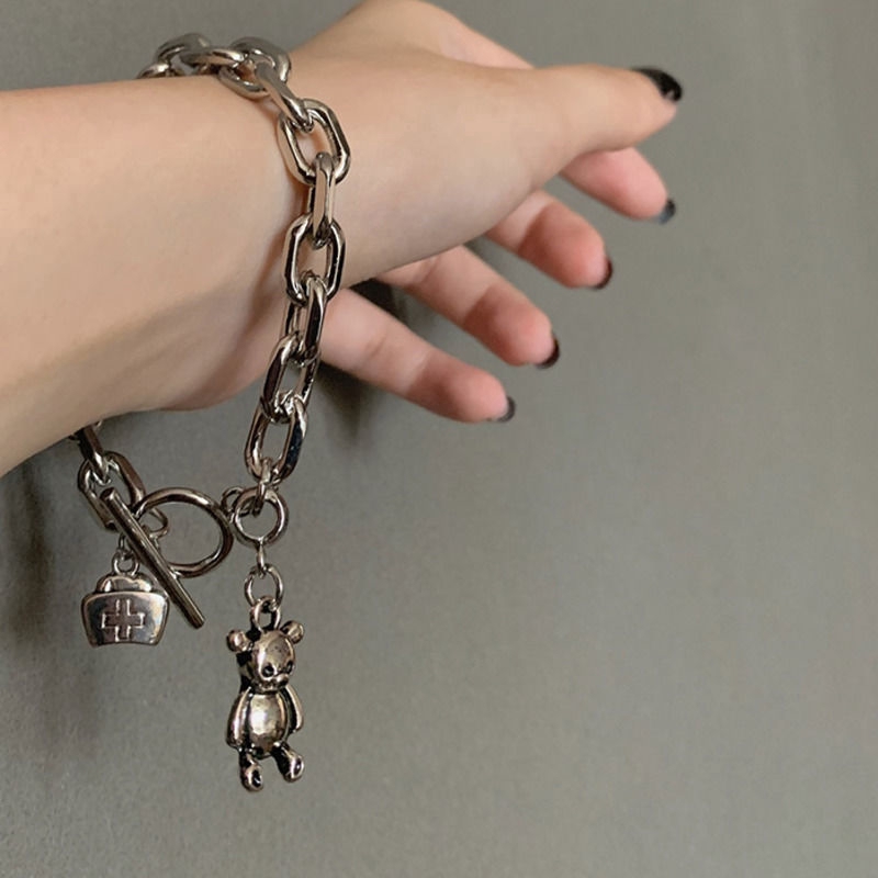 Vòng Đeo Tay Có Khóa Hình Gấu Đơn Giản Phong Cách Hàn Quốc