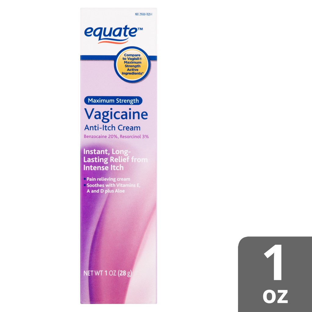 Kem thoa giảm ngứa vùng kín Equate Maximum Strength Vagicaine Anti-Itch Cream, 1 oz [Hàng xách tay M