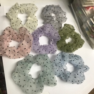 Sỉ cột vải scrunchies von chấm bi đẹp