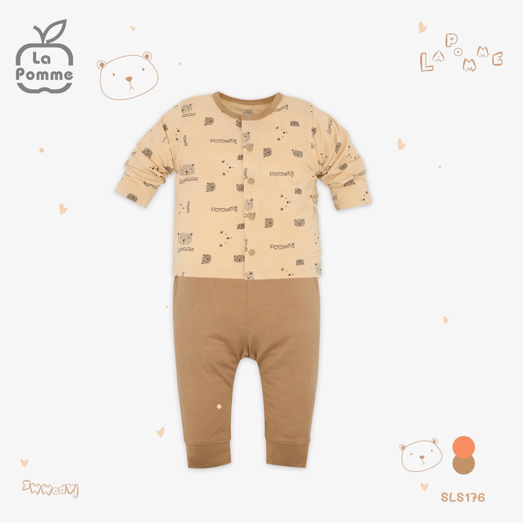 SLS176 Bộ dài tay La Pomme cúc giữa Gấu nhỏ