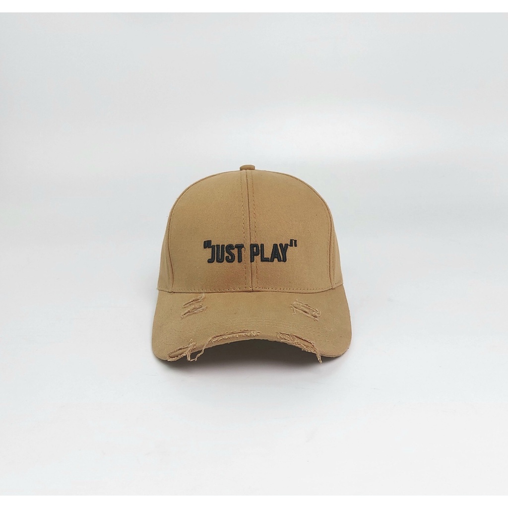 Mũ lưỡi trai thêu chữ JUST PLAY kiểu rách tua thời trang nón kết nam nữ chất kaki cao cấp AQ STORE