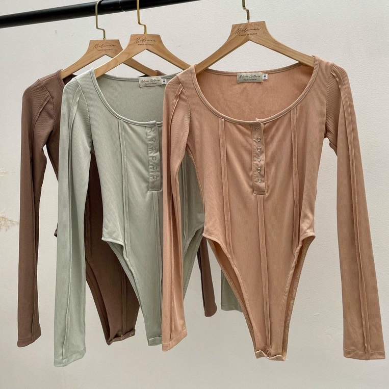 ▦❐▦BODYSUIT THUN GÂN TAY DÀI ĐÍNH CÚC BẤM C2220