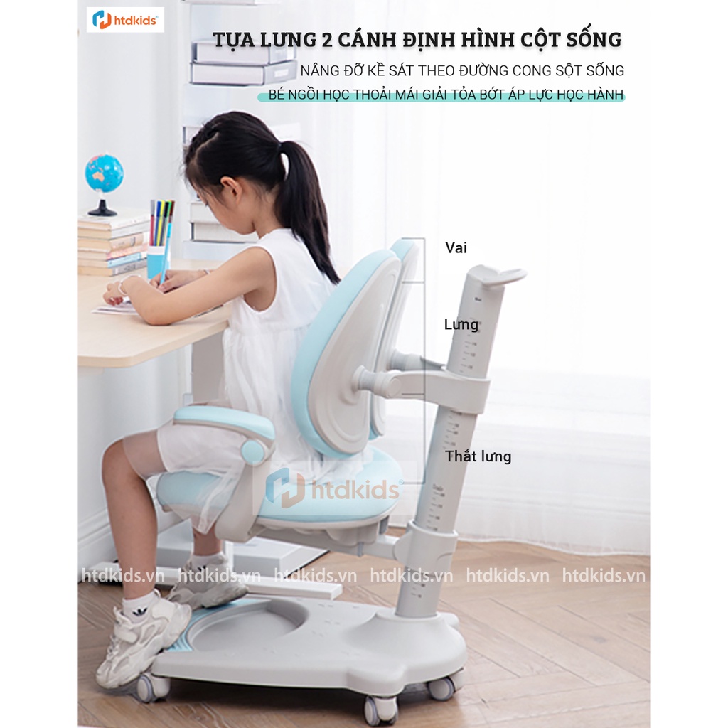 (TẶNG BỌC GHẾ) Ghế  ngồi học thông minh chống gù lưng cho bé HTDkids CH480