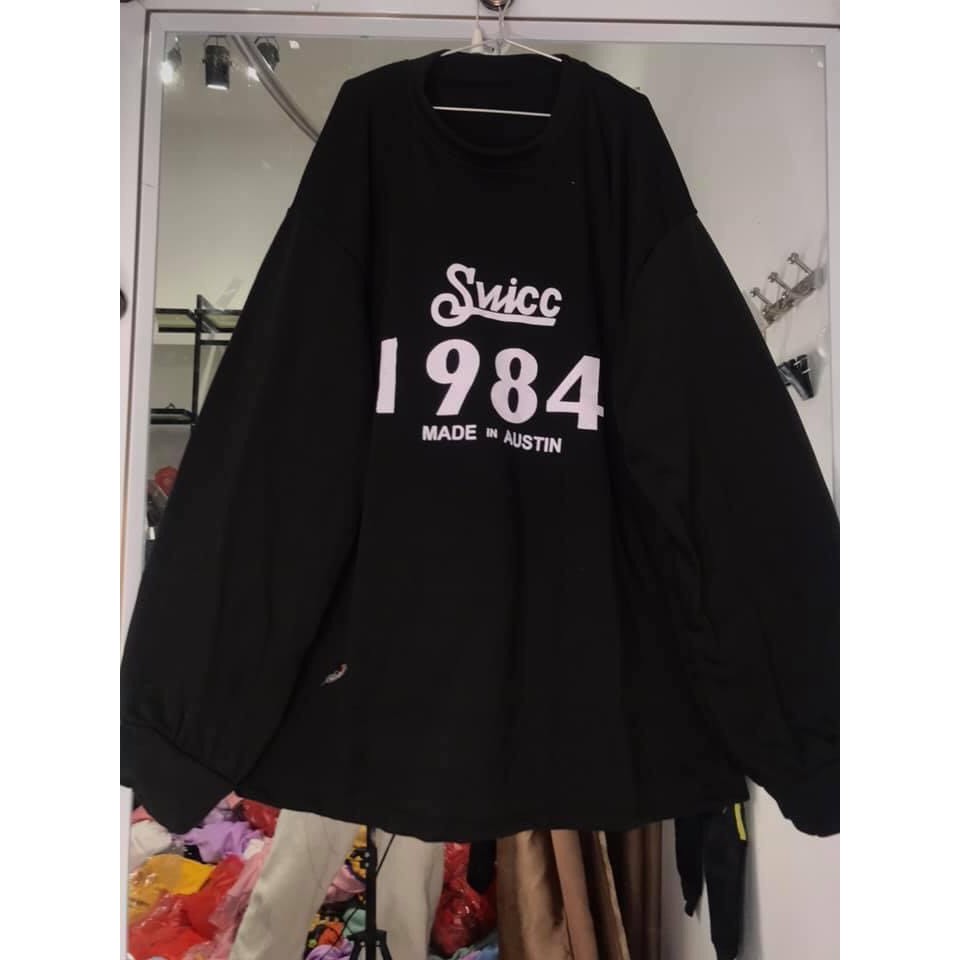 Áo khoác nỉ bông- áo thun sweater dài tay nam nữ unisex 1984 ulzzang form rộng style Hàn Quốc 2 màu: đen,trắng,ẢNH THẬT