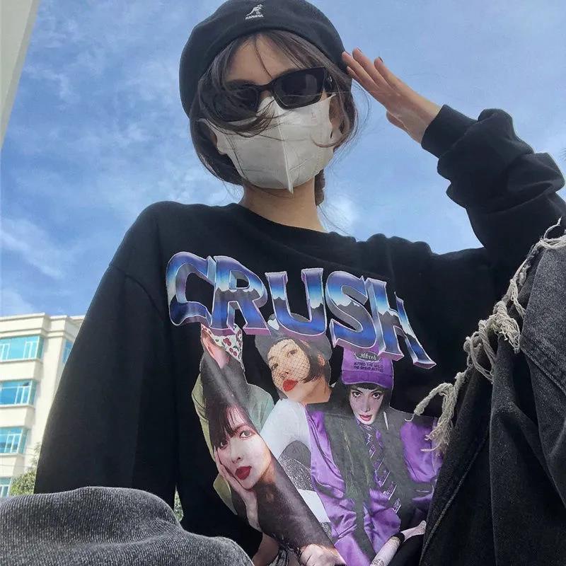 NRVP Áo Thun Nữ Dài Tay Cổ Tròn Thời Trang Hàn