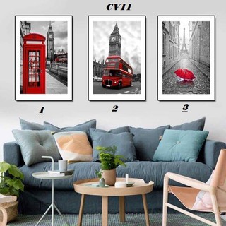 (LẺ) Bộ 3 tranh canvas treo tường cao cấp phong cách hiện đại CV11