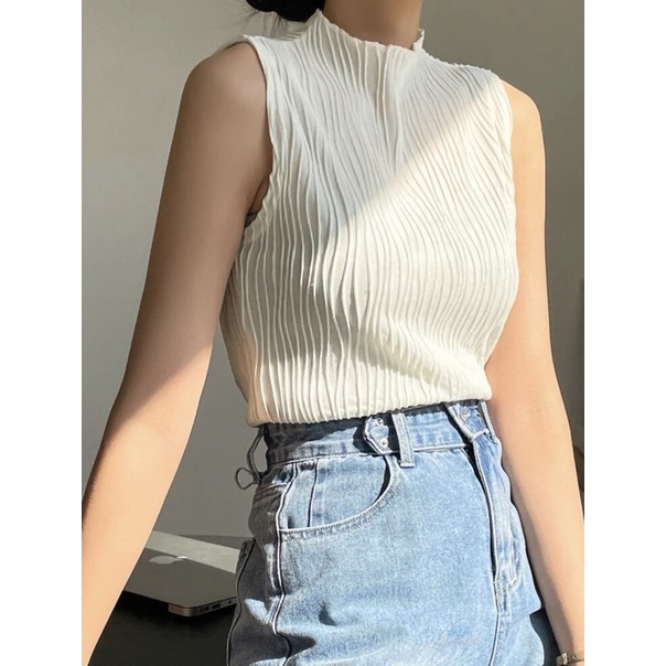 Áo Ba Lỗ Cổ Cao Vải Nổi