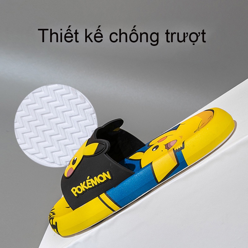 Dép Đi Trong Nhà Tắm Đế Mềm Chống Trượt Thiết Kế Hình Pikachu Hoạt Hình Phong Cách Hàn Quốc