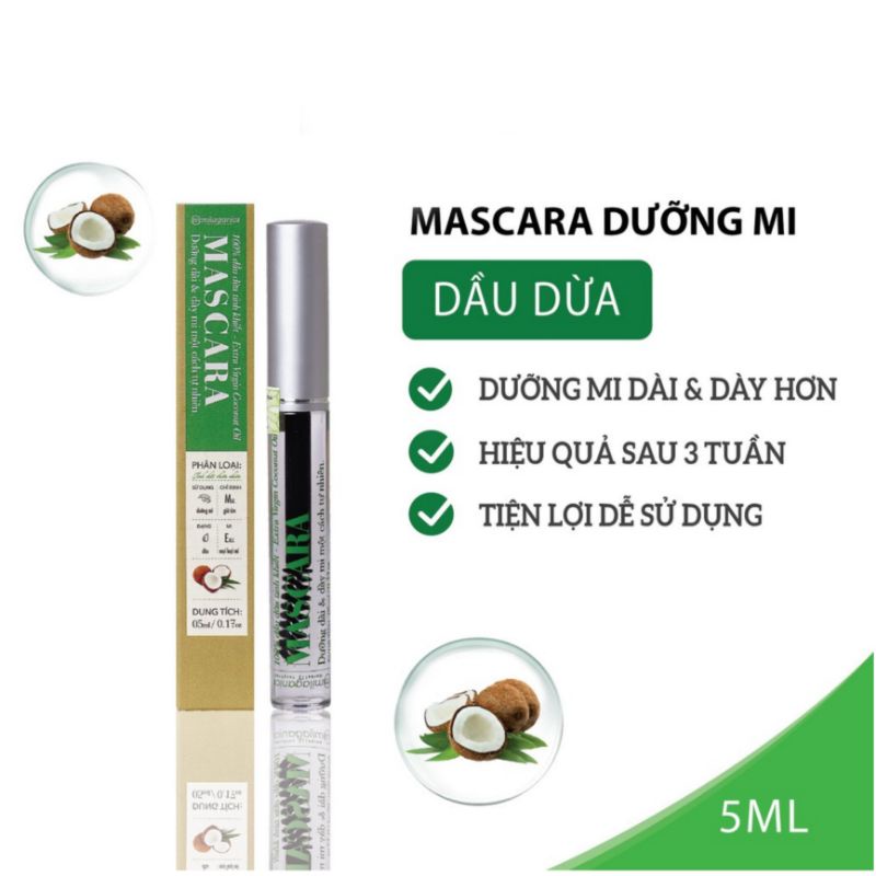 Combo: Mascara Dầu Dừa Milaganics 5ml và Tinh Chất Dưỡng Môi Lip Gloss Milaganics 5ml