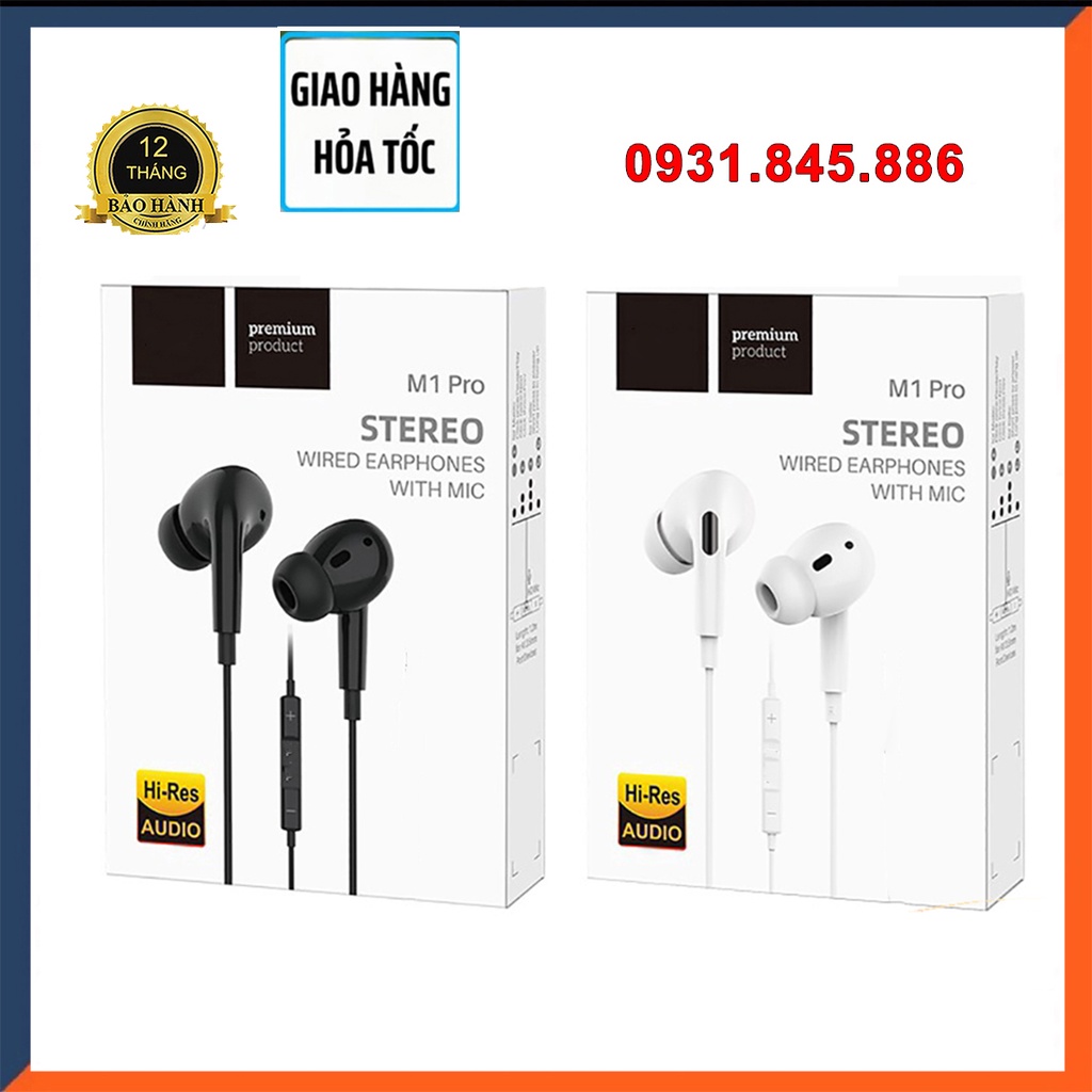 ⚡NowShip⚡ TAI NGHE ÂM THANH HAY HOCO M1 PRO NHÉT TAI DÂY CÓ MIC JACK 3.5mm cho Điện Thoại IP Android