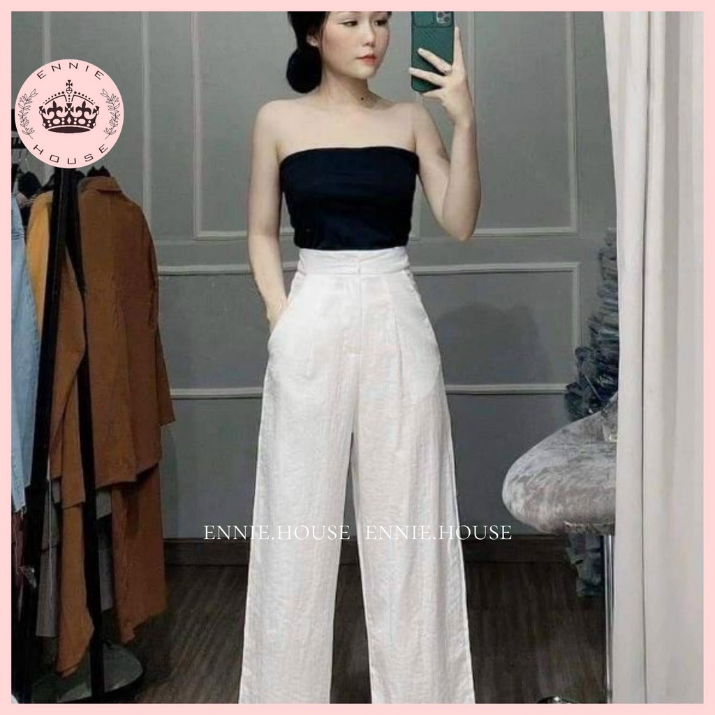Quần Đũi Ống Rộng, Quần Ống Suông Cạp Cao Chất Đũi Tơ Mềm Mịn Dày Dặn Ennie Có Ảnh Cận Chất NA006