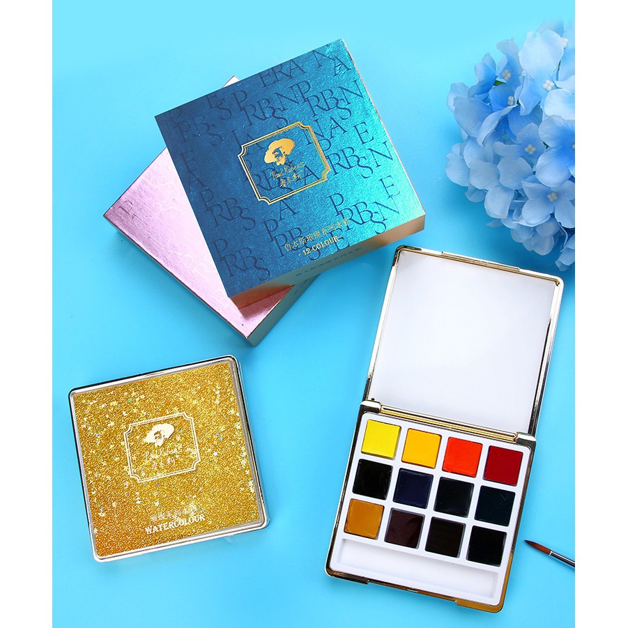 [ TÂM TÂM ]-Màu nước Paul Rubens hộp lấp lánh 12 màu (Tặng cọ nước)-