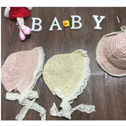mũ cói viền ren cực xinh và kute cho bé
