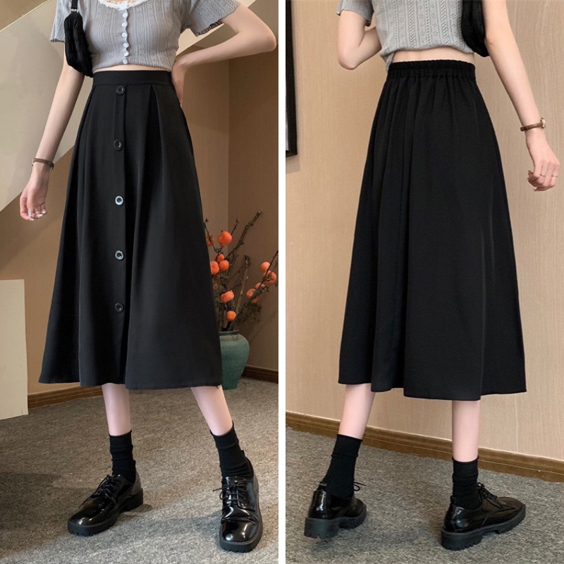 Chân váy dài Midi Ulzzang dáng suông chữ A dài qua gối 5 khuy phong cách trẻ trung năng động có bigsize CV27