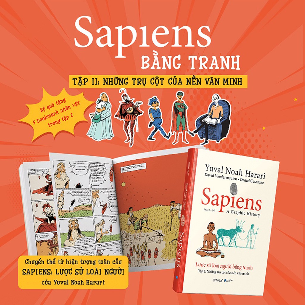 Sách  Combo Sapiens: Lược Sử Loài Người Bằng Tranh: Tập 1(Khởi Đầu Của Loài Người) + Tập 2(Các Trụ Cột Của Nền Văn Minh)