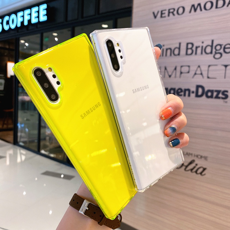 Ốp Điện Thoại TPU Mềm Trong Suốt Màu Xanh Lá Huỳnh Quang Cho Samsung Galaxy S20FE S20Ultra S21Ultra Note10 20 Plus