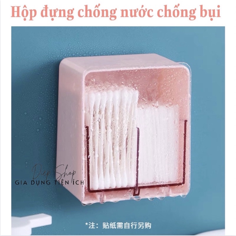Hộp đựng bông tẩy trang -treo tường FREESHIPHộp đựng bông tẩy trang - Decor nhà tắm 2 ngăn có nắp đậy QC80