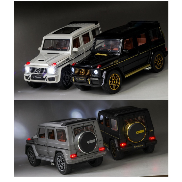 Mô hình xe ô tô Mercedes-Benz G63 tỉ lệ 1:24 bằng kim loại xe có âm thanh và đèn