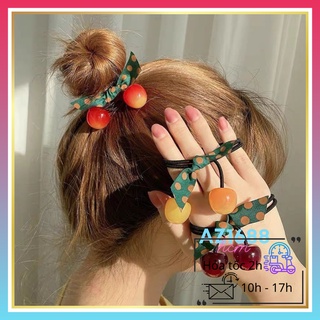 Dây buộc tóc quả Cherry phối nơ xinh xắn - AZ1688