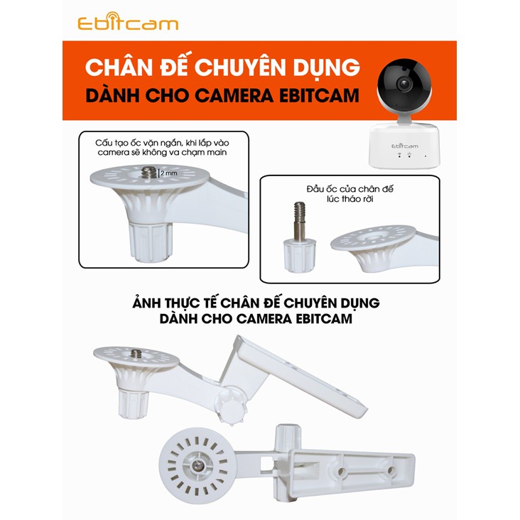 Chân đế gắn, lắp đặt camera đơn giản, tiện lợi, xoay mọi góc cạnh - Dùng cho camera robot hoặc các loại camera