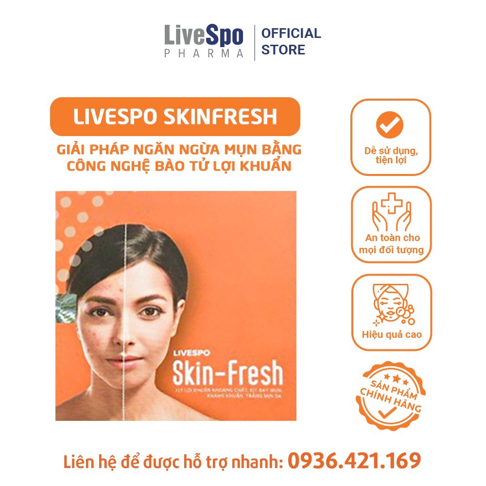 Giảm mụn, sáng da - LiveSpo Skin Fresh Xịt bào tử lợi khuẩn (Hộp 3 ống x 5ml)