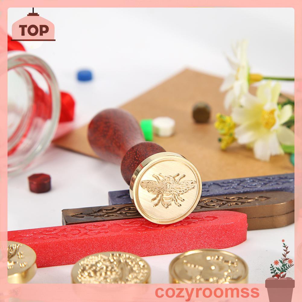 Đầu con dấu đóng sáp niêm phong trang trí thiệp mời đám cưới/phong thư bằng đồng mạ vàng phong cách retro DIY