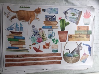 Decal mèo kệ sách cute