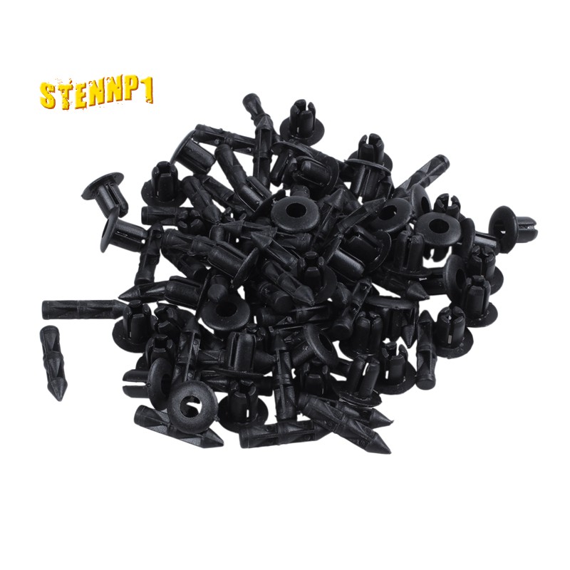50x Plastic Rivet Bike Fairing Trim Panel Fastener Clips 6mm for Honda Yamaha Black