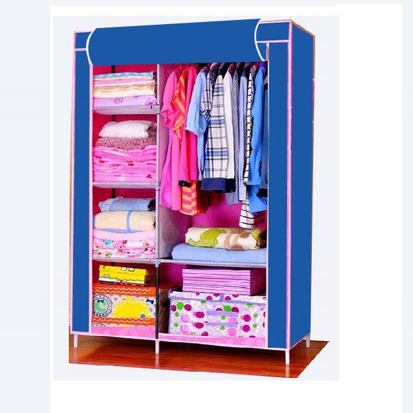 Tủ vải quần áo Hàng Việt Nam, 2 buồng 6 ngăn  cao cấp thương hiệu  AVC( khách được chọn màu xanh,đỏ đậm, tím)( Mã H2)