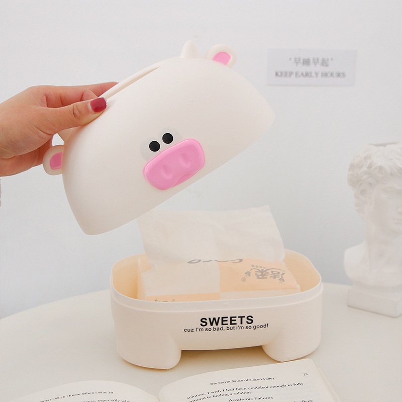 Hộp Đựng Khăn Giấy Cuộn Để Bàn Chống Thấm Nước Họa Tiết Hoạt Hình Dễ Thương Sáng Tạo