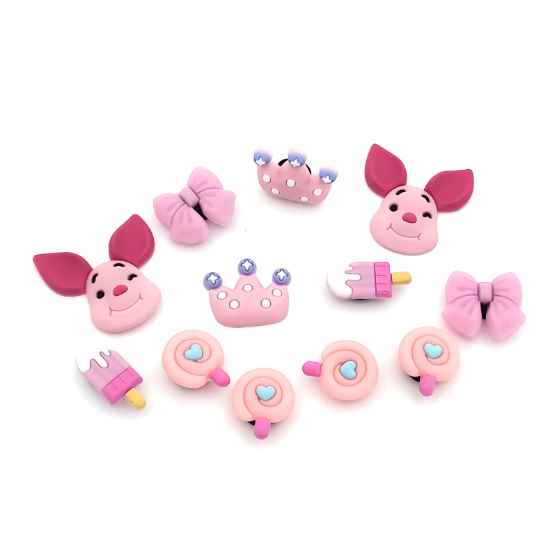 Bộ Phụ Kiện Khóa Giày Crocs Ba Chiều Bằng PVC Hình Gấu Hoạt Họa Jibbitz Dễ Thương Làm Quà Tặng Cho Bé