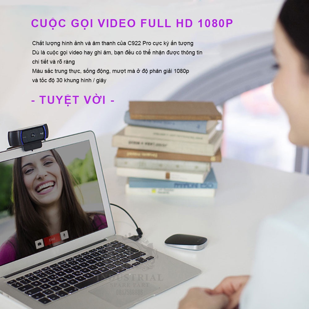 Webcam Logitech C922 Pro Stream Full HD, kèm chân. Bảo hành chính hãng theo serial sản phẩm