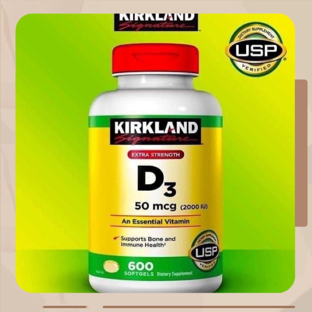 Viên uống bổ sung Vitamin D3 KIRKLAND 50mcg