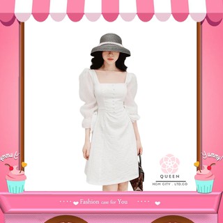 Đầm Ulzzang Tiểu Thư Cổ Vuông Hàn Quốc💖FREESHIP💖 váy tiểu thư tay lưới hottrend TM88223
