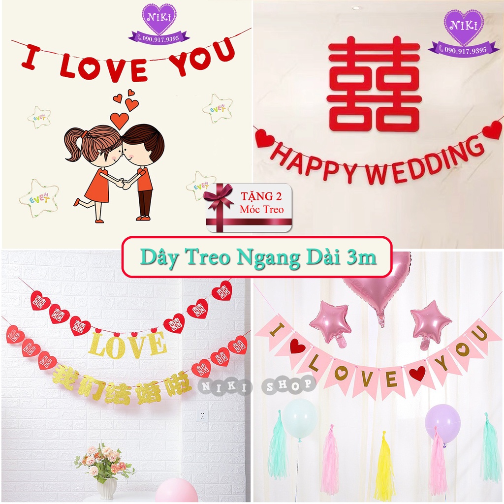 *DÂY TREO TRANG TRÍ ĐÁM CƯỚI LOVE ---TẶNG 2 MÓC TREO