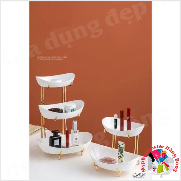 Khay đựng hoa quả sứ cao cấp kèm đế kim loại mạ vàng (tạm hết 3t xanh)