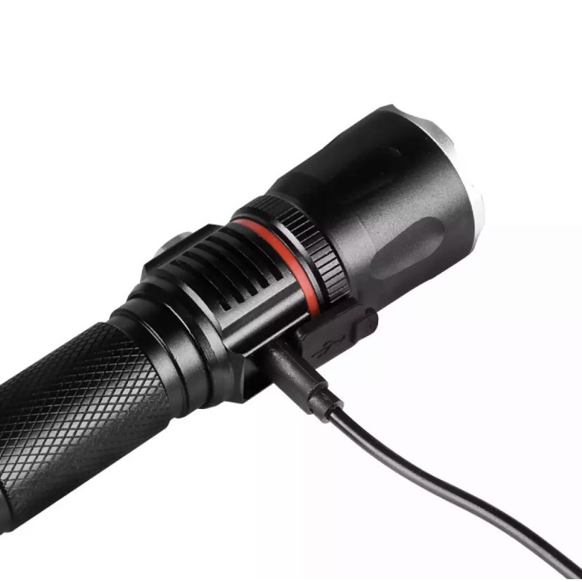 Đèn Pin Cầm Tay Siêu Sáng Đa Năng Bóng Led T6-S186 Kim Màng LED Trên Thân Chống Nước Tốt + Kèm Pin Và Sạc.