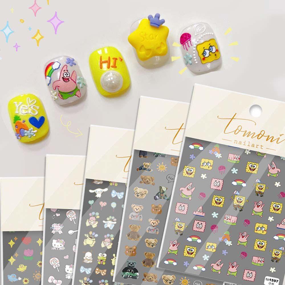 Miếng Dán Trang Trí Móng Tay Tự Dính Họa Tiết Mèo / Thỏ / Kuromi Hoạt Hình Cho Nữ