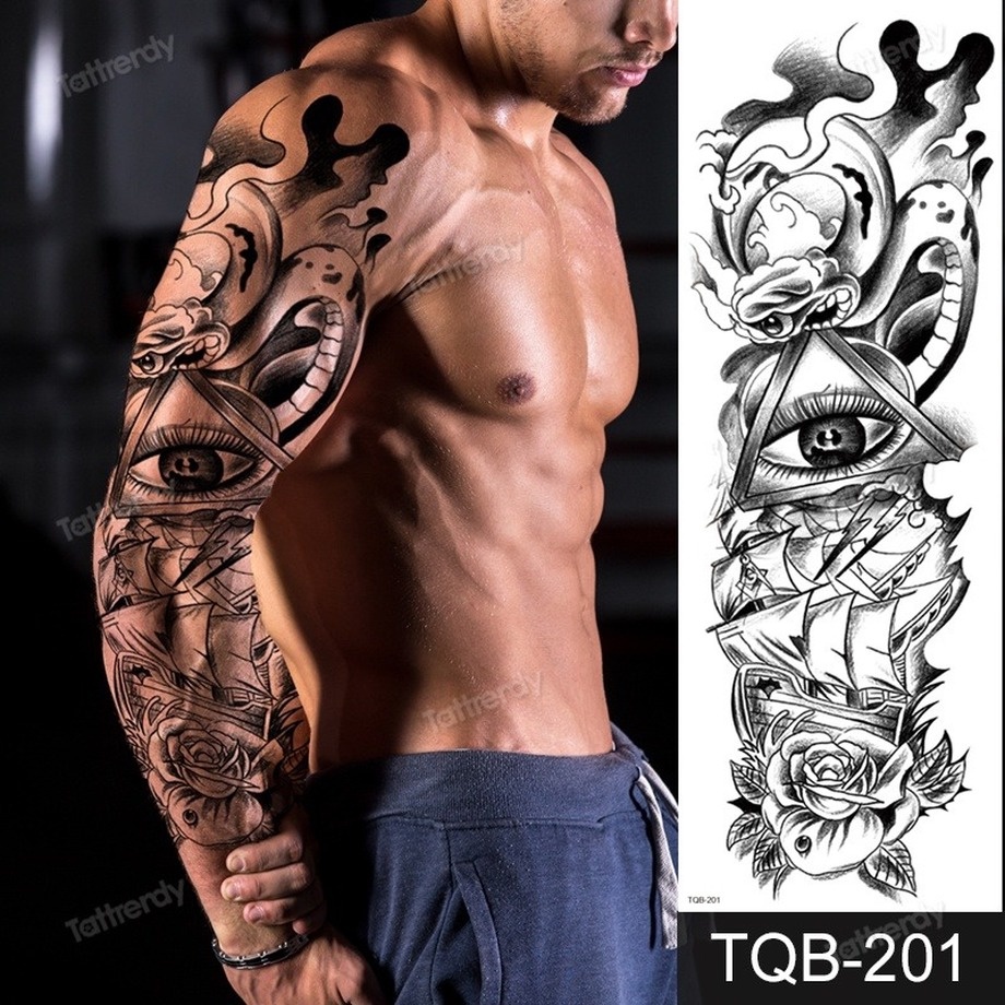 Hình Xăm Dán Tạm Thời Chống Nước Hình Động Vật Đen Cá Tính